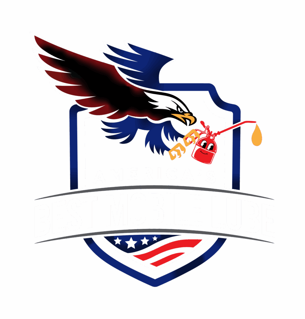 Logo of America's Best Mobile Lube with an eagle and oil can on a shield design.