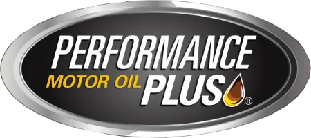 Performance Plus Motor Oil logo with a black and silver oval design and a droplet graphic.